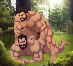 balls bara beard body_hair boner erection facial_hair gay league_of_legends malcolm_graves male male_only muscles muscular muscular_male nude penis penis_on_ass ryans udyr