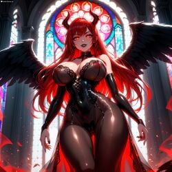 1female 1girls ai_generated ass bangs belly_button big_ass big_breasts black_wings blush blushing_at_viewer boob breasts child_bearing_hips church curvy curvy_female curvy_figure dark_aura demon demon_girl demon_horns devil devil_horns dominatrix fallen_angel fantasy female femdom fire_eyes horn horns horny huge huge_ass innie_belly_button light-skinned_female long_hair looking_at_viewer morrigan_(stblfantasy) navel nightgown original pale-skinned_female patreon presenting_breasts princess red_eyes red_hair sadistic sensual sexually_suggestive sexy shiny_skin solo solo_female solo_focus stable_diffusion stblfantasy suggestive thick thick_thighs thighs toned toned_body toned_female very_long_hair voluptuous voluptuous_female warrior window