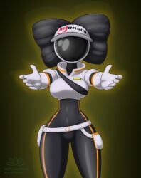 1girls artist_logo artist_name artist_website astronaut astronaut_helmet astronaut_suit big_breasts bow breasts female glitch_productions hips human human_female lotosnic masked_female murder_drones open_arms slim_waist solo solo_female tessa_elliot thick_thighs thighs tight_suit watermark wide_hips