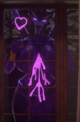 3d airachnid bravozerosix cum excessive_cum futanari glowing_cum large_breasts large_penis purple_skin tagme transformers transformers_prime window