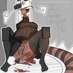 big_breasts blood bloody_knife countryhumans countryhumans_girl countryhumans_oc demon demon_girl gore guro knife peachfillings pussy self-harm self-harm_scars self_harm self_harm_scars we1rd_dude_style