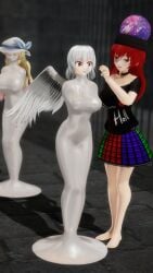 3d captured fgh098765 hecatia_lapislazuli latex red_eyes red_hair sagume_kishin touhou