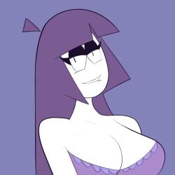 1girls 2024 bedroom_eyes big_breasts biting_lip bra breasts busty cleavage dweezyvox female half-closed_eyes large_breasts lila_(spooky_month) long_hair looking_at_viewer png purple_hair spooky_month white_skin