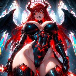 1female 1girls ai_generated ass bangs belly_button big_ass big_breasts black_wings blush blushing_at_viewer boob breasts child_bearing_hips church curvy curvy_female curvy_figure dark_aura demon demon_girl demon_horns devil devil_horns dominatrix fallen_angel fantasy female femdom fire_eyes horn horns horny huge huge_ass innie_belly_button light-skinned_female long_hair looking_at_viewer morrigan_(stblfantasy) navel original pale-skinned_female patreon presenting_breasts princess red_eyes red_hair sadistic sensual sexually_suggestive sexy shiny_skin solo solo_female solo_focus stable_diffusion stblfantasy suggestive thick thick_thighs thighs toned toned_body toned_female very_long_hair voluptuous voluptuous_female warrior window