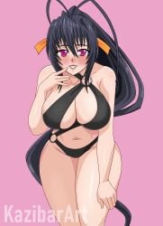 1girls akeno_himejima alternate_version_available big_breasts bikini black_hair blush breasts female female_only high_school_dxd kazibar long_hair smile solo solo_female