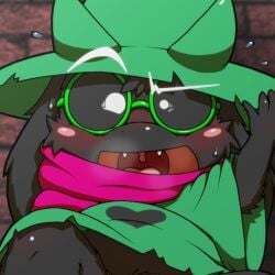 1boy artist_request black_fur deltarune furry glasses male male_only open_mouth ralsei solo