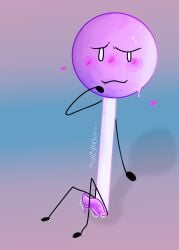 1female battle_for_dream_island bfdi dickgirl doodle dripping_pussy heart lollipop lollipop_(bfdi) object_shows shaded shy sillym0on sitting slimy_tentacles sweat tentacle watermark