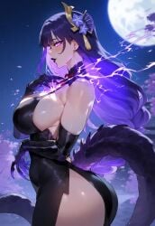 ai_generated ass ass_focus big_ass big_breasts big_butt breasts curvy curvy_female curvy_figure genshin_impact goddess heavenly_ass hoyoverse huge_ass huge_breasts milf posing purple_hair raiden_shogun seductive seductive_look small_waist thick thick_ass thick_thighs thighs voluptuous voluptuous_female