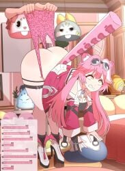 cat_tail catgirl hanging_wedgie hololive hololive_english huge_ass midra panties raora_panthera virtual_youtuber wedgie wedgie_fetish wedgied_female