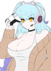 big_breasts game_controller queen_of_hatred ten_oekaki yellow_eyes