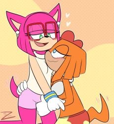 2girls amy_rose female furry silverzure sonic_(series) tikal_the_echidna yuri