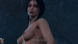 1girls 3d areola areolae baldur's_gate_3 black_hair blue_eyes blush blushing boobs breasts elf evelyn_(baldur's_gate_3) face forest freckles half-elf inviting inviting_to_sex light-skinned_female light_skin looking looking_at_another looking_back naked naked_female neck_tattoo night night_sky nighttime nipples nude nude_female pink_nipples pleasure pleasured sex short_hair shoulder_length_hair sideboob smile smiling spanish spanish_dialogue spanish_text straight tattoo tattoo_on_neck tattooed_neck tits tree trees underboob