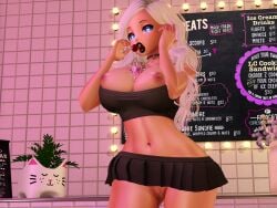 between_breasts black_lipstick blonde_hair blue_eyes boobs_out lollipop pussy second_life solo_female zallaria zally