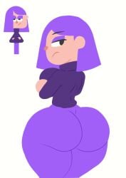 badblue98 big_ass big_breasts bubble_butt curvy duolingo eyeshadow lily_(duolingo) looking_back postblue98 purple_hair voluptuous_female