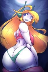 1girls ass ass_cleavage big_ass blonde_hair bottom_heavy bubble_butt butt_crack cave_story curly_brace dat_ass fat_ass female female_only huge_ass large_ass looking_at_viewer looking_back mokkoyu panties pants pants_down png robot robot_girl solo thick_ass thick_thighs wide_hips