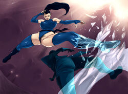 1girls 2d accidental_exposure ass battle bi-han big_breasts blackchain_(rennes) breasts curvy elbow_gloves erect_nipples exposed exposed_pussy female fight fighting fingerless_gloves gloves huge_breasts ice kitana klassic_kitana large_ass large_breasts latex leotard leotard_aside mortal_kombat mortal_kombat_2 ninja nipple_bulge nipples panties panties_aside ponytail pubic_hair pussy sub-zero thighhighs tied_hair unseen_male_face wardrobe_malfunction