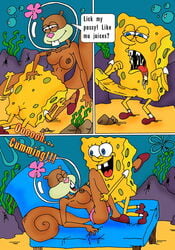 1boy 1girls comic nickelodeon sandy_cheeks spongebob_squarepants spongebob_squarepants_(character) straight_hair yaoinami