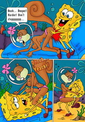 1boy 1girls comic nickelodeon sandy_cheeks spongebob_squarepants spongebob_squarepants_(character) straight_hair yaoinami