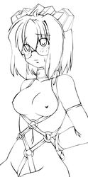 2k-tan 45acp bondage collar glasses highres microsoft microsoft_windows monochrome nipples nude os-tan windows_2000