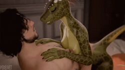 1boy 1boy1girl 1girls animated anthro anus argonian argonian_female ass bethesda_softworks breasts cowgirl_position female furromantic_(modeler) gif green_body green_scales human looking_at_partner male male/female multiple_angles nipples penis penis_in_pussy peresvet_(artist) pussy sah-ra_(furromantic) scalie skyrim straddling tan_body tan_skin vagina