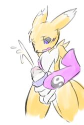 balls bigger_version_at_the_source cum digimon eternallytardy male male_only masturbation penile_masturbation penis purple_eyes renamon solo