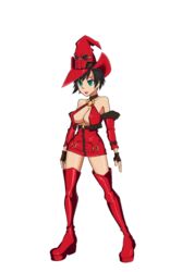 akayuki-zero black_hair bob_cut cleavage clothing female female_only fingerless_gloves full-length_portrait full_length green_eyes guilty_gear guilty_skull handwear headwear human i-no legwear outerwear pale_skin portrait short_hair skullgirls solo standing witch_hat