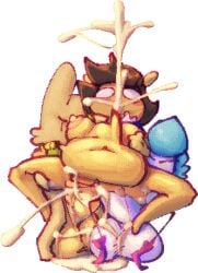 2024 abdominal_bulge aliasing alpha_channel anal anal_penetration anthro areola balls big_areola big_balls big_breasts big_penis bitwily blue_clothing blue_hair blue_topwear blush bodily_fluids boots bottomless bottomless_male breasts brown_hair carrying_another clitoris clothed clothing cristalina_(bitwily) cum cum_from_ass cum_from_mouth cum_in_ass cum_in_mouth cum_inflated_belly cum_inflation cum_inside cum_through cum_vomit cumflation digital_media_(artwork) dithering double_anal double_penetration excessive_cum excessive_genital_fluids female footwear fur genital_fluids genitals giraffe giraffid group group_sex hair huge_balls huge_penis humanoid humanoid_genitalia humanoid_penis hyper hyper_genitalia hyper_penis inflation lagomorph male male/female mammal navel nipples penetration penile penile_penetration penis penis_in_ass pink_boots pink_clothing pink_footwear sex shoes simple_background spread_legs spreading stick_legs threesome topwear transparent_background trio vulva white_body wily_(bitwily) yellow_body yellow_bow yellow_fur yuh_(yopy)