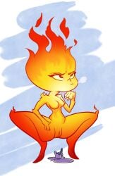 2023 4_fingers abstract_background annoyed breasts closed_frown crouching dildo disney elemental_(pixar) elemental_creature elemental_humanoid ember_lumen eye_roll eyebrows eyelashes featureless_breasts female female_humanoid fingers fire fire_creature fire_humanoid fist frown genitals hand_under_chin hi_res hopethishelps humanoid humanoid_genitalia humanoid_vulva medium_breasts melting mouth_closed multicolored_eyes nude nude_female nude_humanoid orange_eyebrows pixar purple_dildo red_body red_eyes sex_toy solo spread_legs spreading thick_thighs two_tone_eyes vulva yellow_eyes