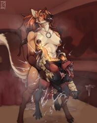 abdominal_bulge anal anal_orgasm anal_penetration anthro bedroom big_breasts bodily_fluids breasts broken_seal canid canine canis cum cum_in_ass cum_inside cum_while_penetrated cyanbluric deep_throat demon duo ejaculation excessive_cum excessive_genital_fluids fire flaming_hair fluffy fox genital_fluids gynomorph hair hands-free hi_res holding_hips hooves horn intersex intersex/intersex mammal midair monster mythological_creature mythology oral oral_penetration orgasm penetration pseudo_hair pulling_hair restrained restrained_by_tentacles rough_sex sex simultaneous_orgasms small_breasts smile suspended_via_tentacles suspension tentacle_in_mouth tentacle_penetration tentacle_sex tentacles touching_hair wolf