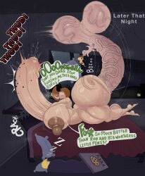 bed bed_break big_ass big_breasts big_penis breaking_bed brown_hair brunette_hair bulge bulging_belly cheating cucked_by_beast cuckold dialogue dick_bulge hyper hyper_ass hyper_balls hyper_breasts hyper_butt hyper_genitalia hyper_penis hyper_testicles hyper_thighs kim_possible kimberly_ann_possible mole_rat on_bed pizza pizza_box prone_bone ron_stoppable rufus_(kim_possible) sex sex_from_behind size_talk sleeping small_but_hung small_dom_big_sub small_penis_humiliation text varix zoophilia