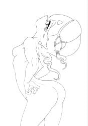 splatoon splatoon_(series) splatoon_3 splatoon_raiders frye_(splatoon) frye_onaga inkling inkling_girl koharuno2 tentacle_hair completely_nude completely_nude_female nipples ass line_art tagme