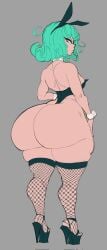 1girls ass ass_focus bunnygirl bunnysuit huge_ass mybigbaws shortstack tatsumaki thick_thighs wide_hips
