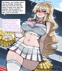 phanary patreon patreon_username patreon_link absurdres aesthetic ai_generated anime anime_style blurred_background comic comic_page comic_panel comic_strip cover_page dialogue digital_art digital_painting english high_quality highres line_art long_comic manga_style multiple_panels soft_shading speech_bubble 1girls 1girl 1female solo_focus big_breasts huge_breasts large_breasts big_ass large_ass bubble_butt bubble_ass thick curvy curvy_figure curvy_female curvy_body curvy_hips curvy_thighs sexy sexy_pose sexy_body sexy_female beautiful beautiful_girl beautiful_female cute cute_face slut bitch 2026 blush blushing blush_lines blushing_female text text_bubble text_box text_focus english_text english_dialogue khalys_(phanary) oc original original_character solo long_hair breasts looking_at_viewer smile blue_eyes skirt blonde_hair thighhighs holding navel hair_between_eyes bare_shoulders very_long_hair standing ahoge ponytail sidelocks heart thighs outdoors pleated_skirt midriff miniskirt stomach white_thighhighs crop_top lips zettai_ryouiki skindentation thick_thighs white_skirt cheerleader pom_pom_(cheerleading) heart_ahoge holding_pom_poms