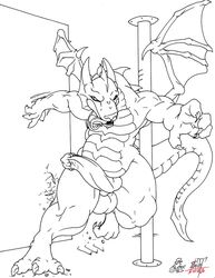 2010 dracorex dragon erection monochrome nacht_(artist) penis rangarig_rex scalie tagme tongue wings