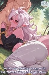 ai_generated ai_assisted breasts uncensored thick_thighs thighs thick_ass curvy curvy_female curvy_body moonwool_branch long_hair messy messy_hair white_hair black_sclera red_eyes pointy_ears android_21 majin_android_21 pink_skin big_breasts large_breasts huge_breasts tail bare_shoulders cleavage dragon_ball dragon_ball_fighterz comic talking talking_to_viewer caption horny horny_female aroused aroused_female blowjob fellatio oral oral_sex sucking sucking_penis deepthroat long_tongue very_long_tongue lying lying_on_side on_stomach on_side butt butt_focus ass ass_focus from_behind back_view