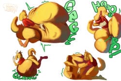 anthro bones_in_stomach canid canine canis digestion digestion_noises domestic_dog fatal_vore glitch_productions hi_res holding_belly male mammal multiple_prey scratch_(tadc) scratch_(the_amazing_digital_circus) solo the_amazing_digital_circus troppygutz vore