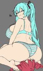 2girls 3 :3 aqua_eyes aqua_hair artist_name ass ass_on_face back_view backboob barefoot blush bra breasts crossover drill_hair facesitting feet grey_background hatsune_miku huge_ass huge_breasts kasane_teto large_ass large_breasts long_hair looking_at_viewer looking_back multiple_girls panties penis pov red_eyes red_hair signature simple_background sitting sitting_on_face sitting_on_person smile smug soles striped striped_bra striped_panties theoneand0din thick_thighs thighs twin_drills twintails underwear underwear_only utau very_long_hair vocaloid yuri