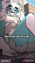 1girls 3boys animated building buildings city clawed_feet diives fangs foot giantess gif heart-shaped_pupils jianguo lamppost paw sharp_teeth size_difference size_play skunk skunk_girl smile smiling smiling_at_viewer tefnuta_(diives) white_hair white_hair_female xingren_(diives) xingzuo_temple zhenzi_(diives)