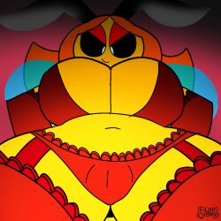 1:1 2026 antennae_(anatomy) anthro anthrofied armwear arthropod beatrice_(unfortu-nate) bee big_breasts black_sclera breasts camel_toe cleavage clothed clothing digital_media_(artwork) elbow_gloves eyeshadow female filthycottonart garter_straps genital_outline gloves hair handwear hi_res hymenopteran insect legwear lingerie looking_at_viewer looking_down looking_down_at_viewer low-angle_view makeup navel orange_hair panties red_eyeshadow simple_background smile smiling_at_viewer solo stockings thick_thighs thigh_highs underwear unfortu-nate vulva_outline white_eyes wings yellow_body