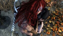 1futa 1girls big_ass big_breasts big_penis black_hair cum cum_inside fire futa_on_female huge_breasts ice mage outdoors red_eyes skyrim tagme tattoos the_elder_scrolls video