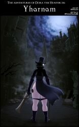 big_ass black_hair bloodborne boots cane city coat dominodancing33 dora_the_hunter female female_only glasses gloves gruulguy gun night outdoors panties panties_down pussy_juice sunglasses tophat