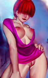 breasts king_of_fighters no_bra no_panties orionm pussy red_hair shermie_(kof) snk