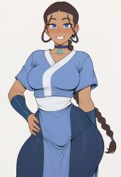 ai ai_generated ai_assisted prussia123 1girls avatar_the_last_airbender katara dark-skinned_female sexy sexy_female sexy_clothing curvy_figure curvy dress