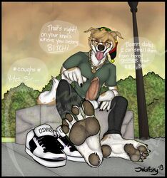 canine clothed clothing eyewear feet foot_focus foot_worship footwear glasses hat humanoid_feet jwolfsky male male_focus male_only mammal musk musky musky_feet necklace pawpads penis pov_sub precum shoes skater smell smelly smelly_feet sneakers submissive_pov sweat sweaty sweaty_penis