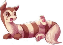 anus female feral ferret furret hindpaw lying mammal mcsadat mustelid nintendo on_side open_mouth pawpads paws pokemon presenting presenting_pussy pussy simple_background smile solo somnamg spread_legs spreading stripes teeth tongue video_games white_background