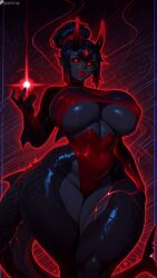 1girls 2d 9:16 ai_generated big_breasts breasts breasts_bigger_than_head busty curvaceous curvaceous_figure curvy curvy_body curvy_figure curvy_hips demon quantrup solo solo_female toned toned_body