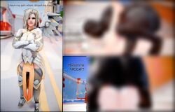 1girls blonde_female blonde_hair blurred censored comic dark-skinned_male dark_skin interracial jp_3dx jpbtos light-skinned_female light_skin mating_press mercy mercy_(overwatch_2_suit) overwatch raceplay racial_slur
