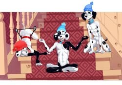 101_dalmatian_street 101_dalmatians 2_missing_limbs aged_up amputee anthro anthrofied balls butt canid canine canis casual_nudity clothing collar dal101strefan dalmatian dawkins_(101_dalmatians) deepak_(101_dalmatians) delgado_(101_dalmatians) digital_media_(artwork) disability disney domestic_dog double_amputee eyes_closed feet fingers flaccid foreskin fur genitals group group_nudity hat headgear headgear_only headwear headwear_only hi_res humanoid_genitalia humanoid_penis kneeling looking_at_another looking_at_viewer lying male male_only mammal missing_all_legs mostly_nude navel nipples nude on_front open_mouth partially_retracted_foreskin pecs penis sitting smile spots stairs tail teeth toes trio yoga