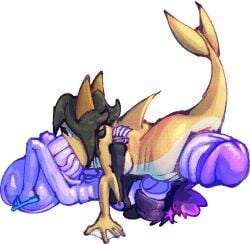 2025 2_horns 69_position abdominal_bulge aliasing all_the_way_through alpha_channel anthro aquatic arm_warmers armwear balls big_balls big_penis bitwily black_clothing black_hair black_topwear blue_eyes breasts brown_markings clothing countershading deep_throat digital_media_(artwork) dithering duo female flip_flops footwear forked_tail genitals hair hi_res horn huge_balls huge_penis humanoid humanoid_genitalia humanoid_penis hyper hyper_balls hyper_genitalia hyper_penis lying male male/female markings membrane_(anatomy) merfolk on_back oral oral_penetration penetration penis purple_balls purple_body purple_hair purple_penis sandals sex shark_tail shoes simple_background split_form tail topwear transparent_background unusual_anatomy unusual_tail vein veiny_penis webbed_hands white_body yellow_body yellow_horn