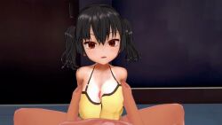 1boy 1girls 3d ? animated big_breasts black_hair breast_grab breasts brown_eyes busty cleavage confused cum cum_on_body cum_on_breasts cum_on_upper_body ejaculation female gaki_kyonyuu groping highres kanna_sasaki_(kaedeko) large_breasts looking_at_viewer male mikumikudance mmd open_mouth orgasm original paizuri penis pov sasaki_kanna smile tagme tan tank_top tanline tongue twintails video voluptuous
